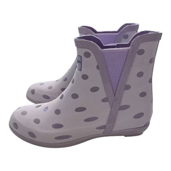 London Fog Women's Piccadilly Rain Boot Lilac Dots Size 8 Rubber Waterproof - Picture 3 of 9